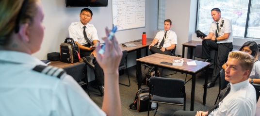 AeroGuard student pilot being taught in class