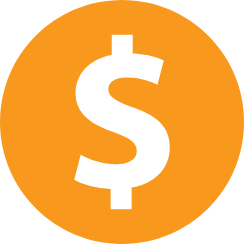 Black and orange money symbol icon