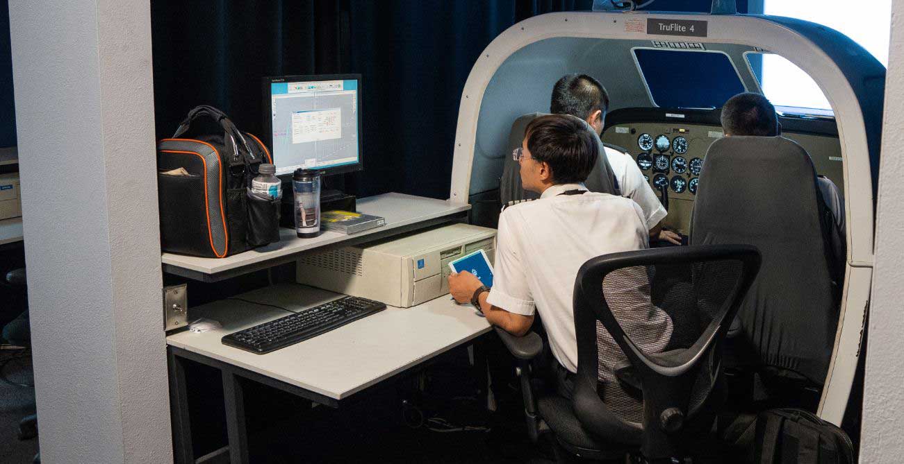 AeroGuard student using a flight simulator