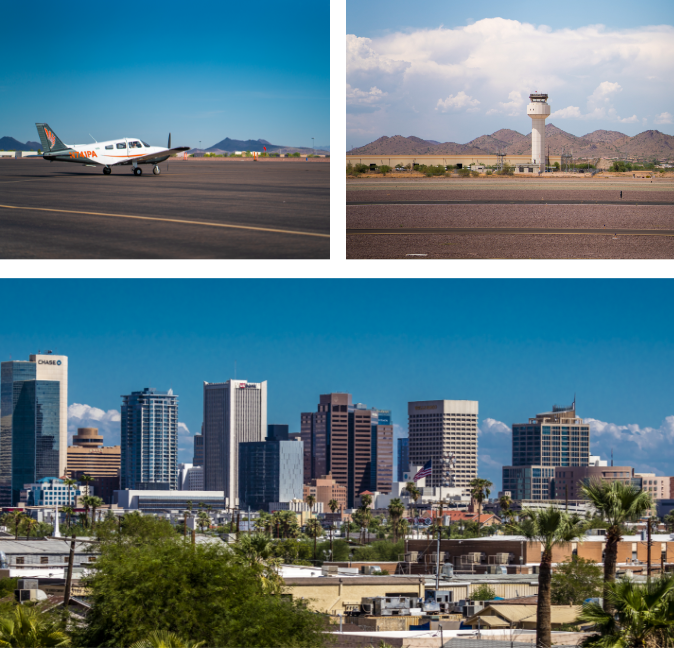 AeroGuard Plane and Downtown Phoenix, AZ