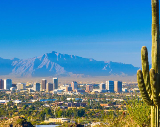 Phoenix, Arizona skyline with mountain