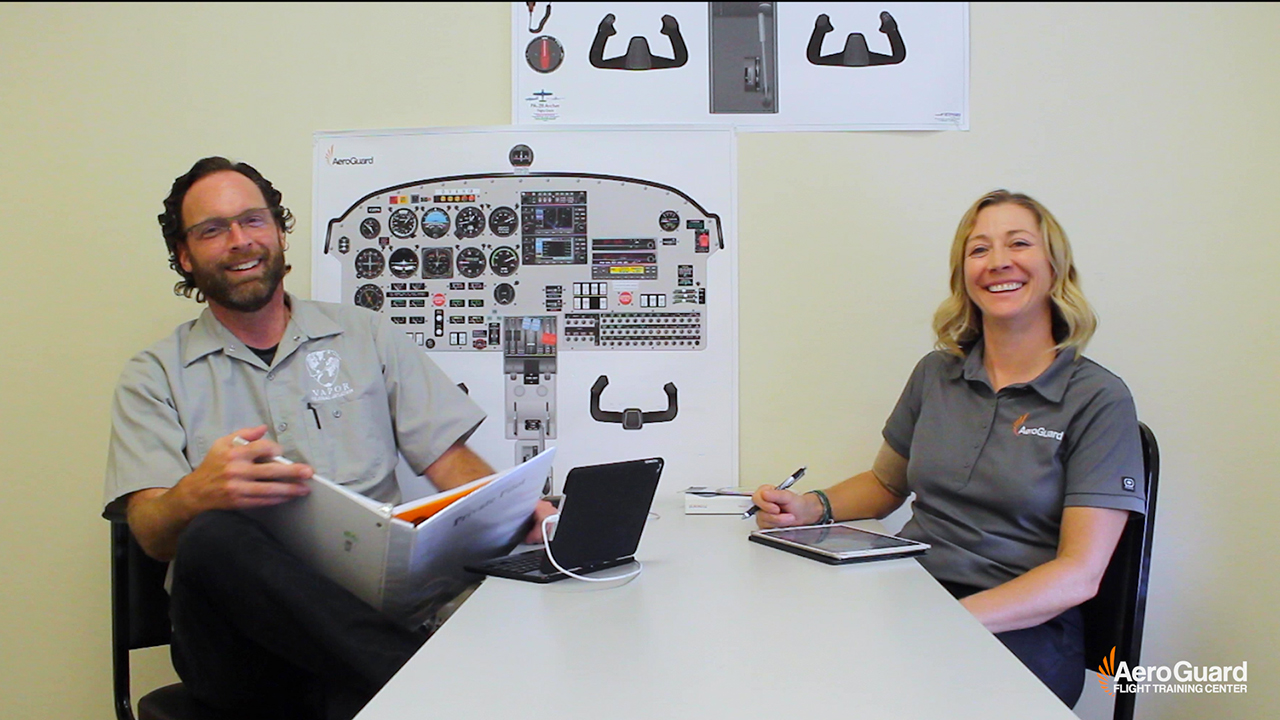flight instructor and designated pilot examiner sit down to discuss checkride scenarios