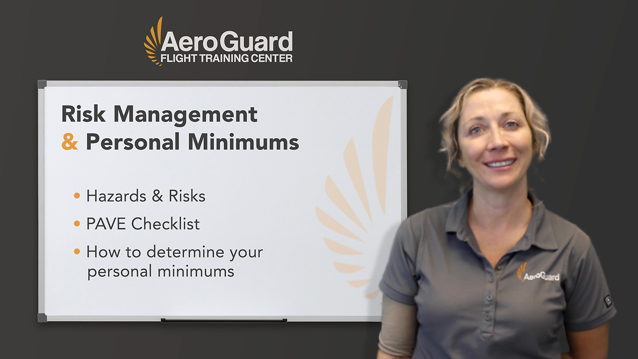 female instructor pilot teaching risk management and personal minimums