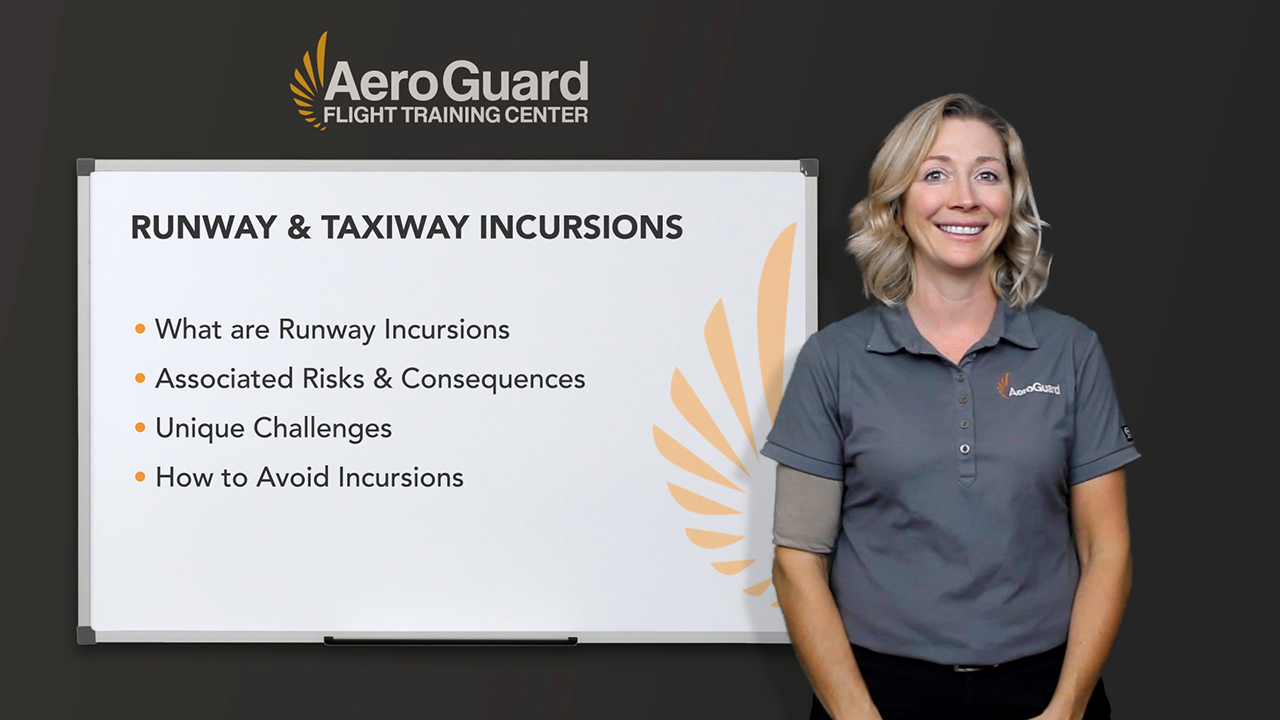 female instructor teaching runway and taxiway incursions