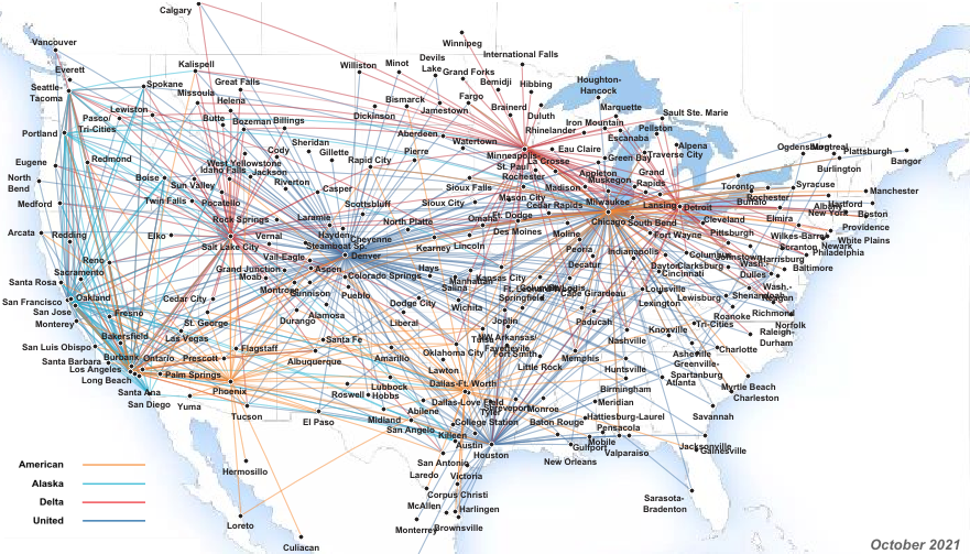 SkyWest Airlines Route Map